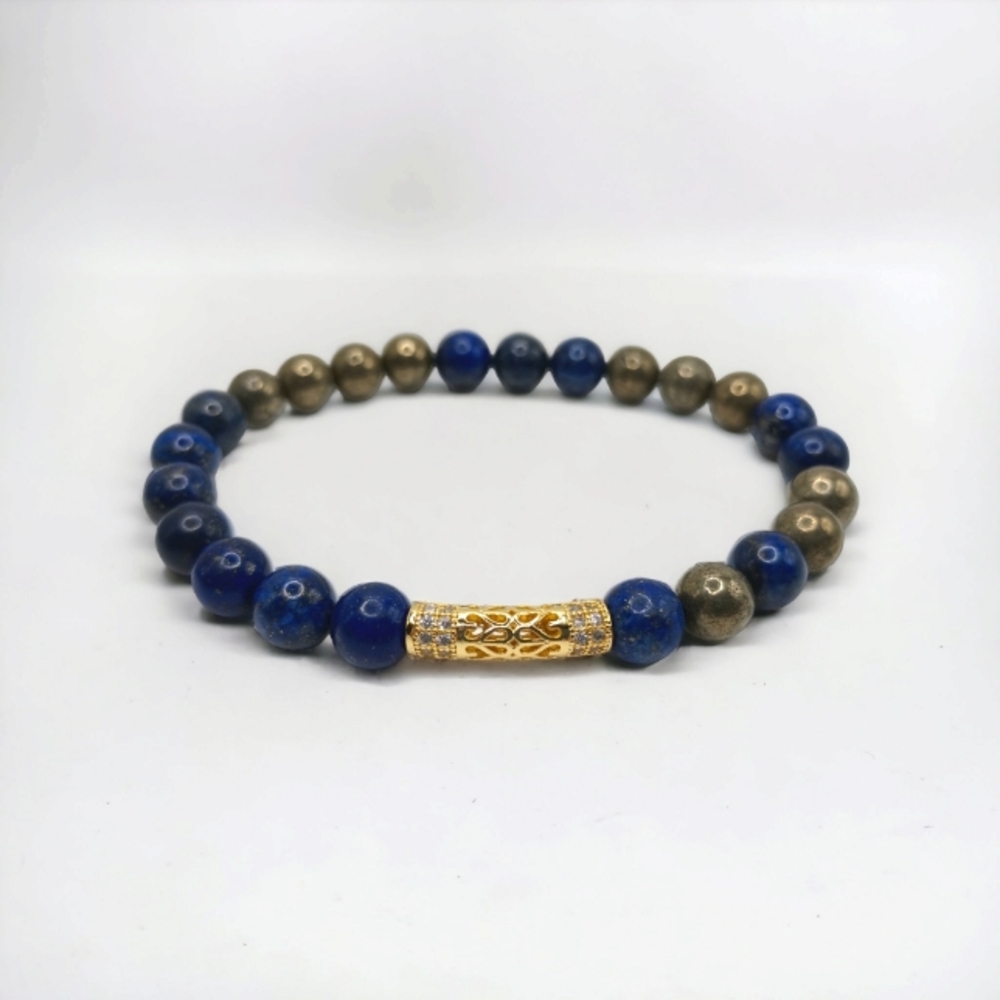 Lapis Lazuli + Pyrite Beaded Bracelet